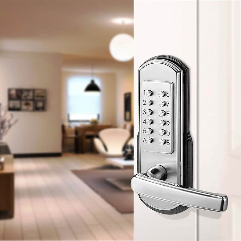 Elemake Keyless Door Lock with Keypad, Right Handed Mechanical Door Lock,  Security Combination Digital Locks Stainless Steel 304 - NOT a Deadbolt,  Need to Drilling Additional Holes – EleMake