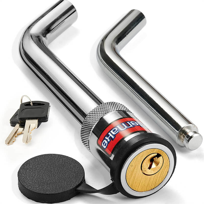 Elemake Trailer Hitch Lock - Hitch Pin Lock 1/2 and 5/8, Heavy Duty Brass  Core Locking Mechanism, 3'' & 3-1/2 Extra Long Effective Length for Class