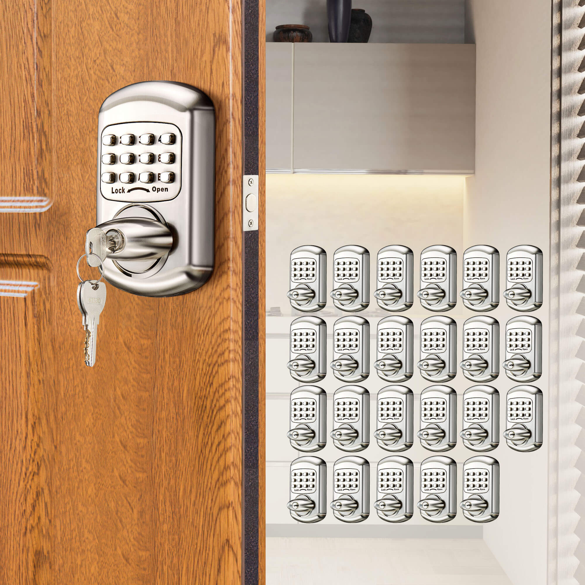 162 Lock Elemake All Keyed Same, Keyless Deadbolt Keypad Entry Door Lock Zinc ...