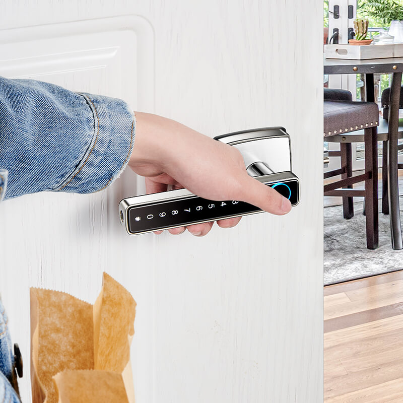 Elemake Smart Fingerprint Door Lock Sliver Security Google Wifi Locks for Bedroom