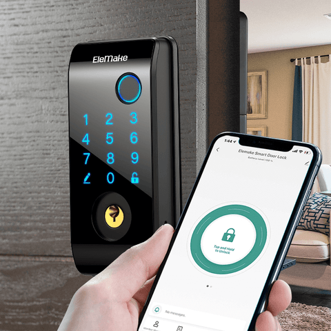 Elemake WiFi Smart Lock, Auto Lock APP Remote Control,Work with Alexa,Google Assistant for Home Hotels Offices