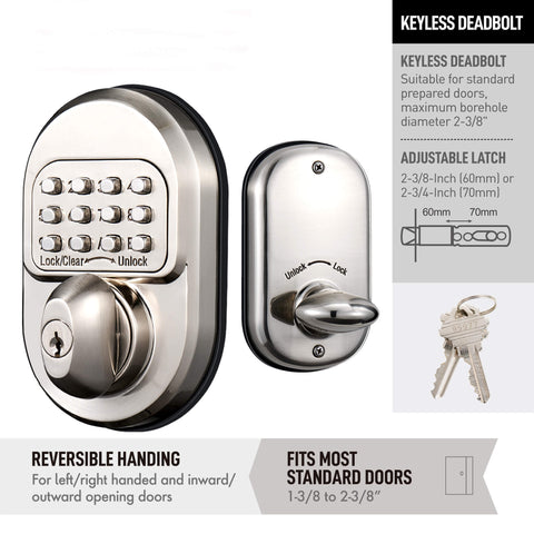 Keypad Combination Door Lock Grade 1 Rekeyable Mechanical Lock Round