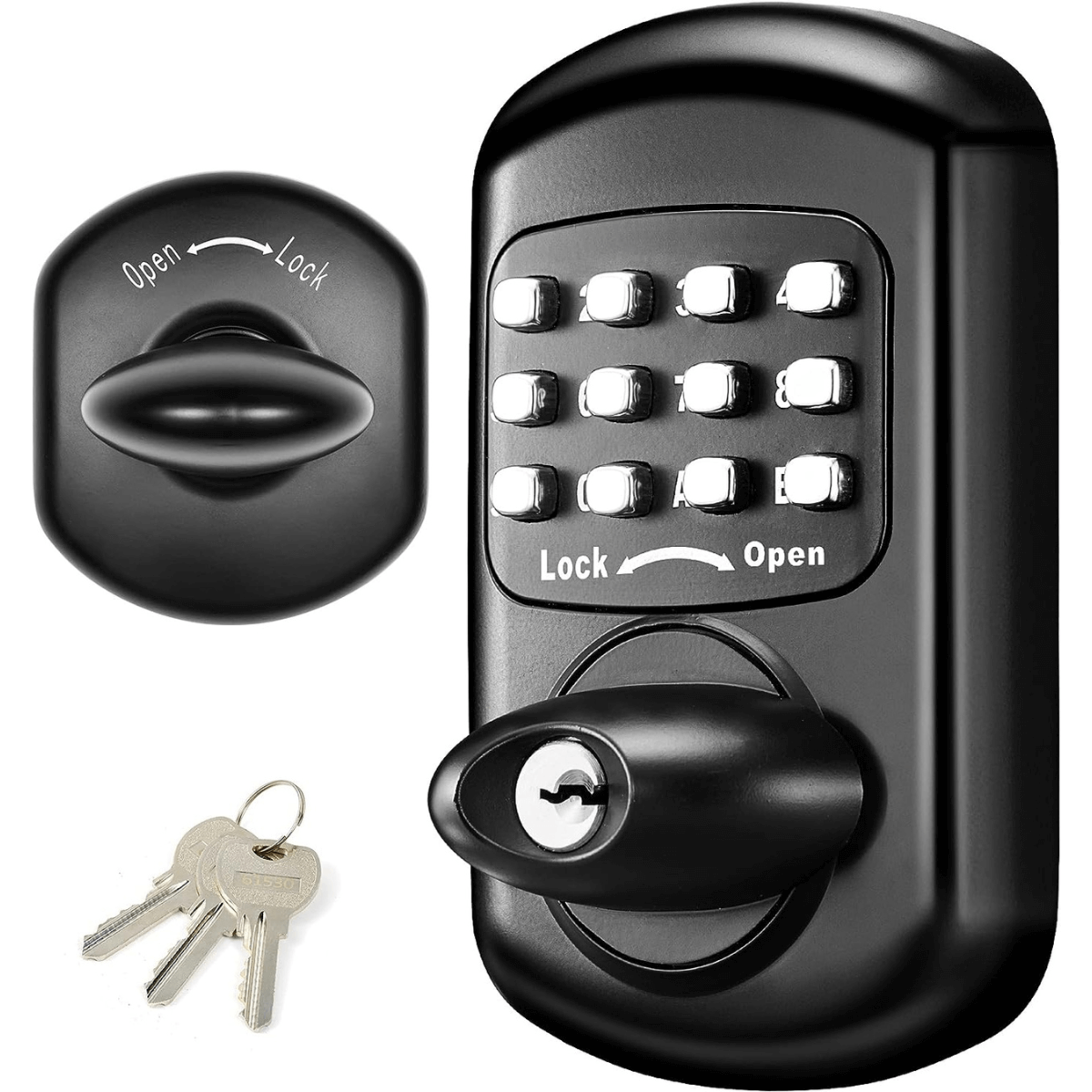 Elemake Keyless Deadbolt Keypad Entry Door Lock Mechanical Lock Black