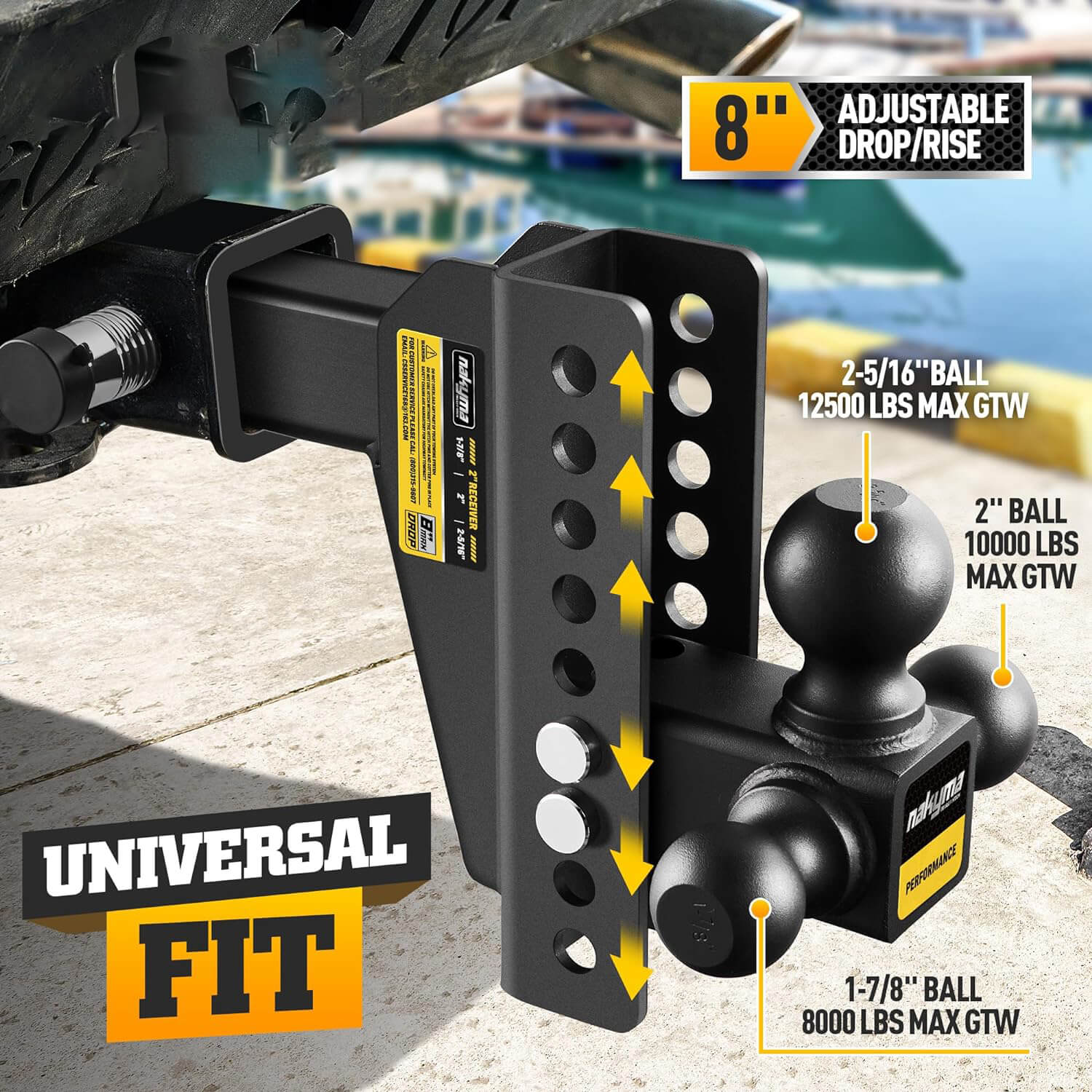 Weigh Safe 2 In. Receiver 180 Hitch With Chrome Combo Ball, 8 In. Drop - Foto 5