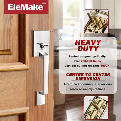Elemake Front Door Handle Set with Modern Door Knob Interior Exterior Door Handles Sliver