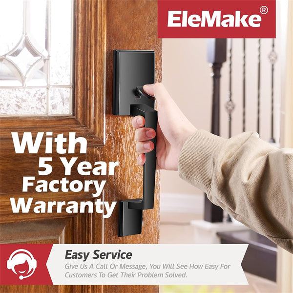 Elemake Black Front Door Handleset with Knob Keyless Entry Door Handle