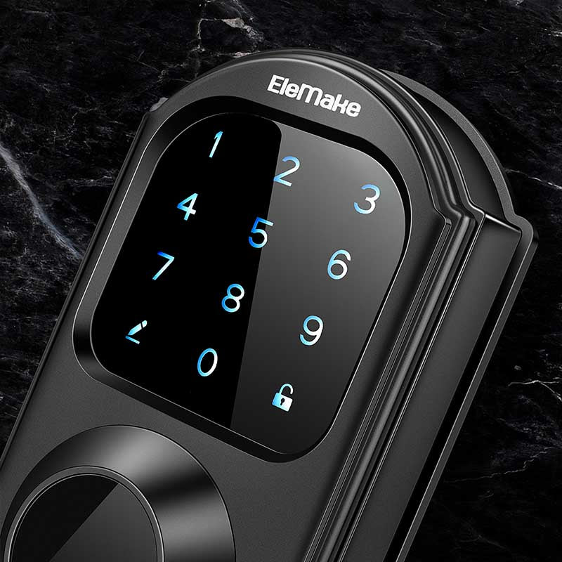 Elemake Smart Lock Deadbolt Lock 5 in-1 Keypad for Front Door Bedroom Black