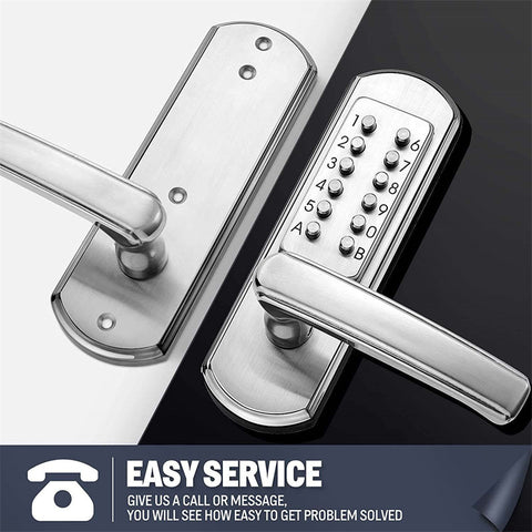 EleMake Mechanical Keypad Door Lock With Handle - Keyless Entry, 4-8 Digit Code, 2 Year Warranty