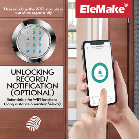 Elemake Silver Smart Door Knob with Keypad, Keyless for Home, Apartment, Hotel, Office