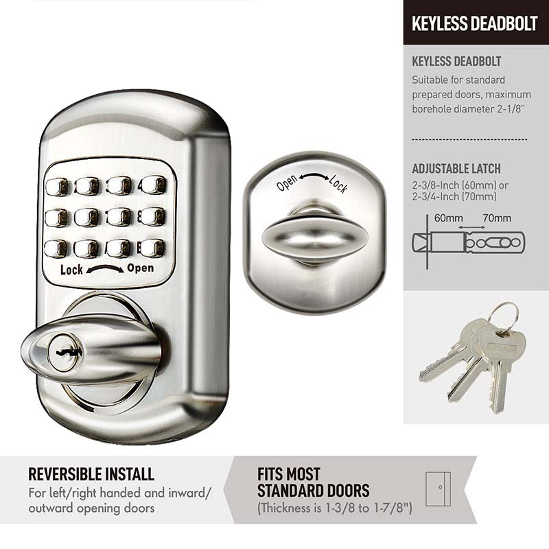 Elemake Keyless Deadbolt Keypad Entry Door Lock Zinc Alloy Sabbath Lock ...
