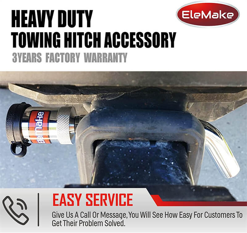Elemake Trailer Hitch Lock - Hitch Pin Lock 5/8 Pin Tow Receiver Lock,  Heavy Duty Brass Core Locking Mechanism, 3-1/2 Usable Length Fits Class  III