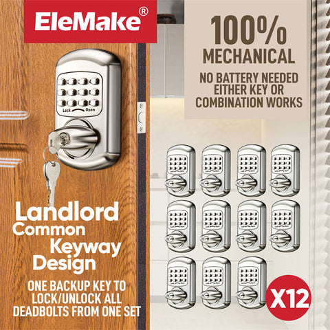 Elemake 12 Pcs Keyless Deadbolt Keypad Entry Door Lock Silver