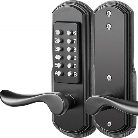 Elemake Combo Door Lock Keyless Entry Keypad Mechanical Black