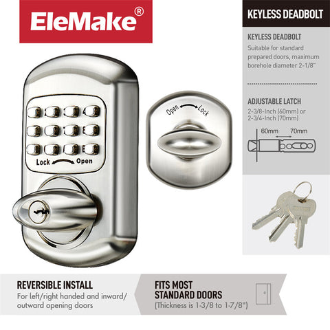 Elemake 24 Pcs Silver Keyless Deadbolt Keypad Entry Door Lock